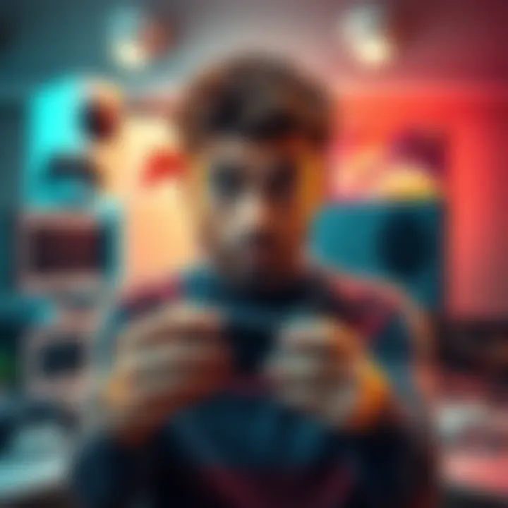 A person looking confused while holding a gaming controller, surrounded by different gaming consoles, highlighting the brand differences in gaming.