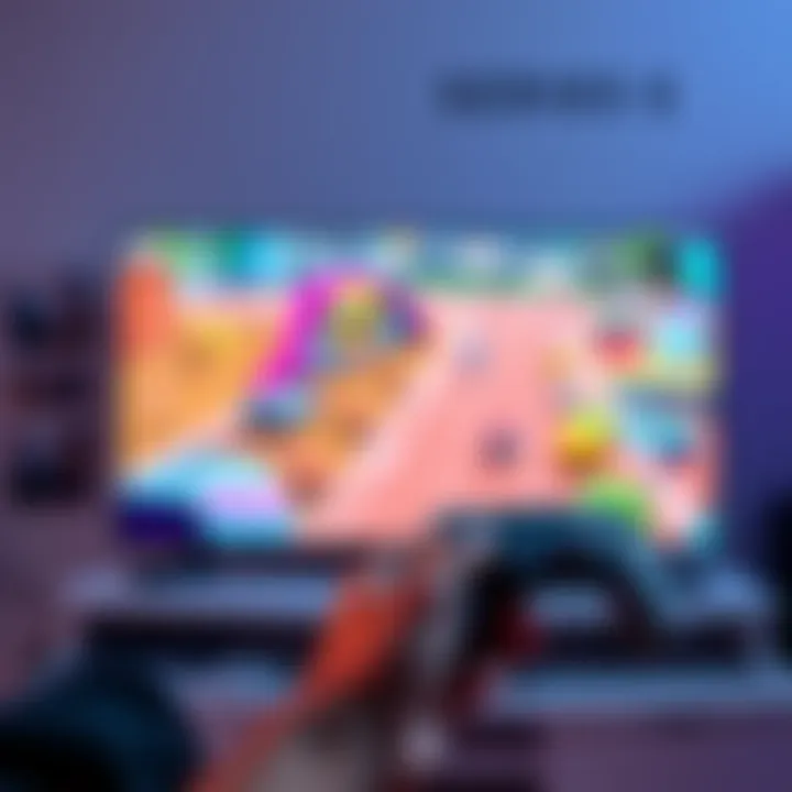 A person holding the Series S gaming console with a TV displaying a game, showcasing the console's sleek design and vibrant graphics.