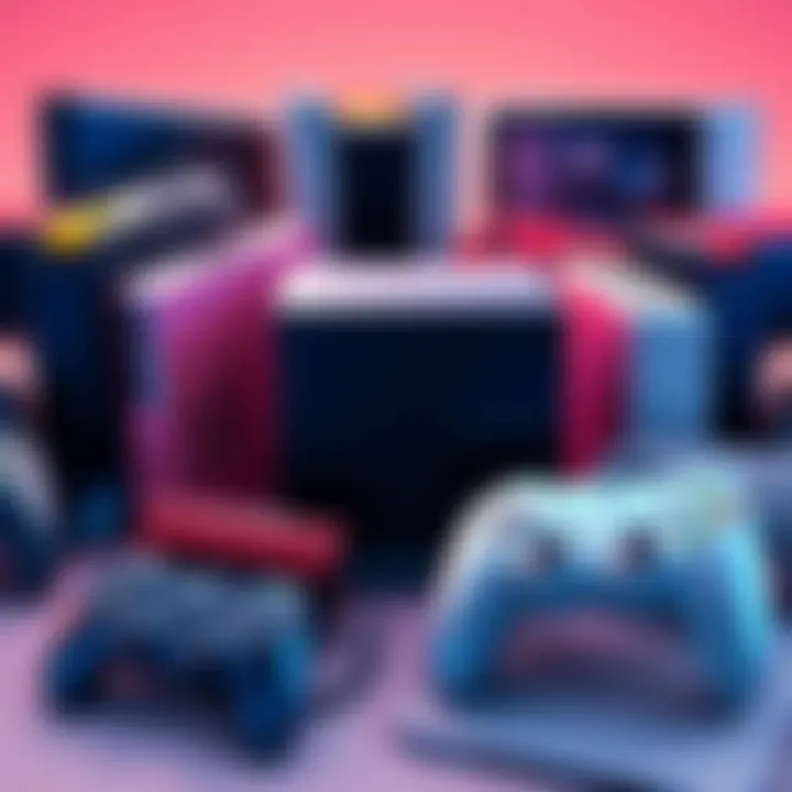Gaming consoles from 2005-2012 Various gaming consoles and controllers from the 2005 to 2012 era arranged together, showcasing their designs and features.