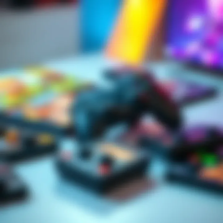 Controller and games on a table A gaming controller surrounded by several video games on a table, showcasing alternatives to a popular discontinued game.