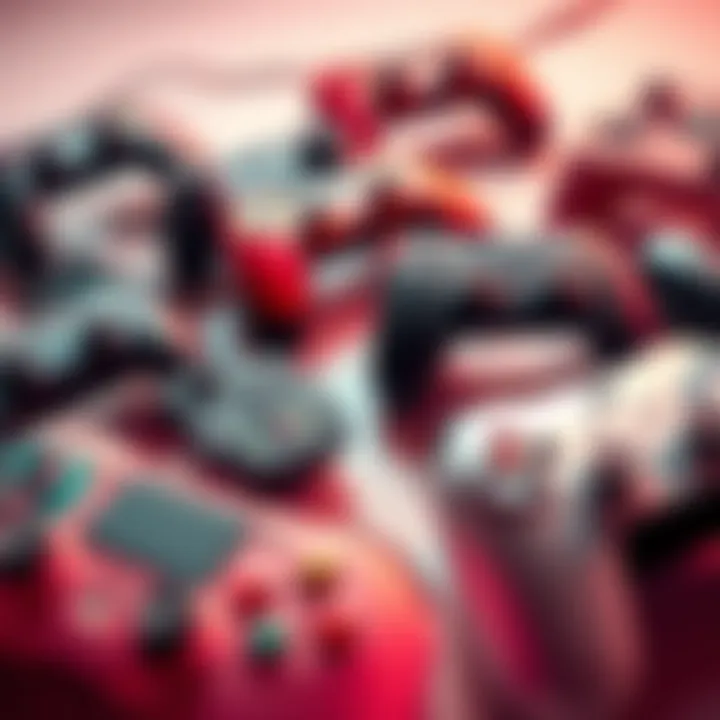 A selection of various gaming controllers with different designs and features