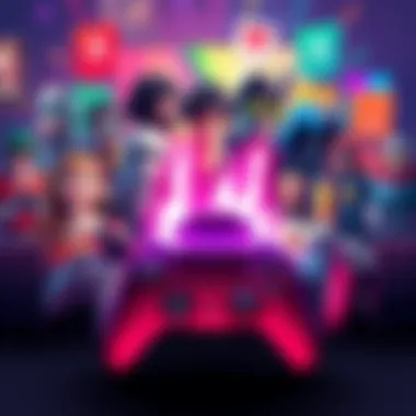 A collage of popular video game characters with symbols representing gameplay flaws and controversies, set against a colorful background of gaming consoles and controllers.