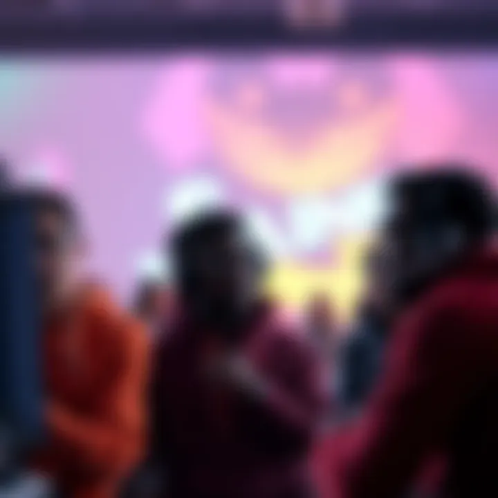 A group of gamers in a chat scene, showing concern with expressions while discussing the use of racial slurs in gaming