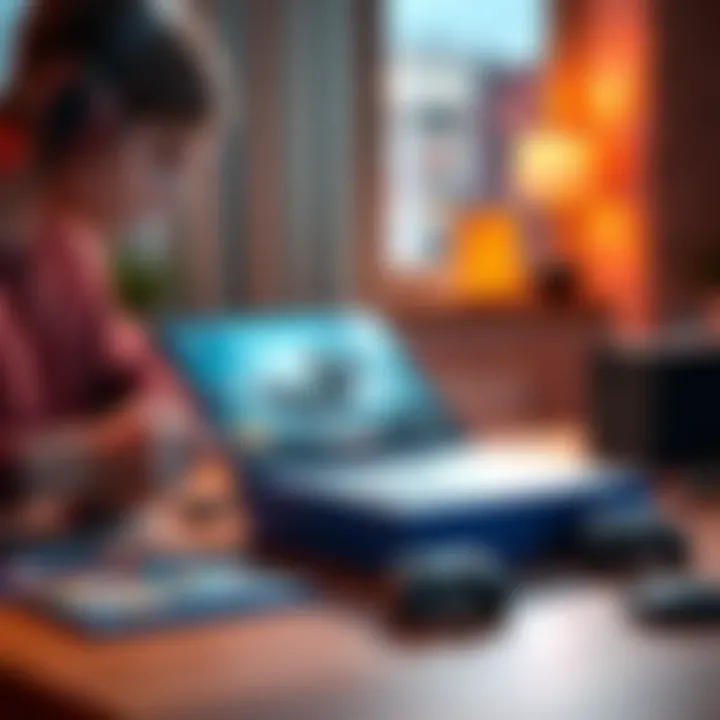 A gamer examines a deluxe edition box with game content and accessories on a table