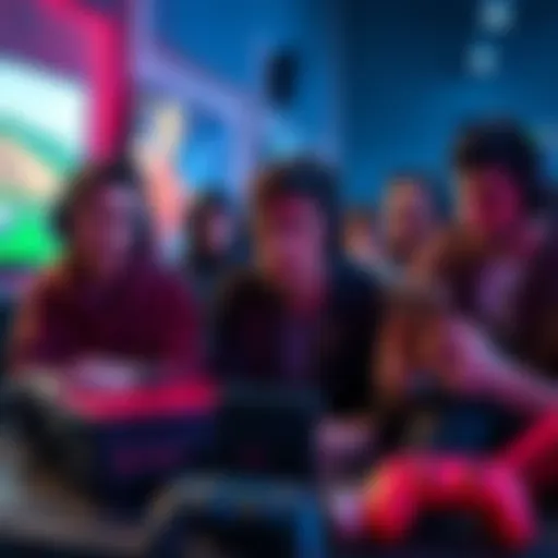 A group of gamers looking disappointed while discussing their favorite video games and recent letdowns, with gaming consoles and controllers around them.