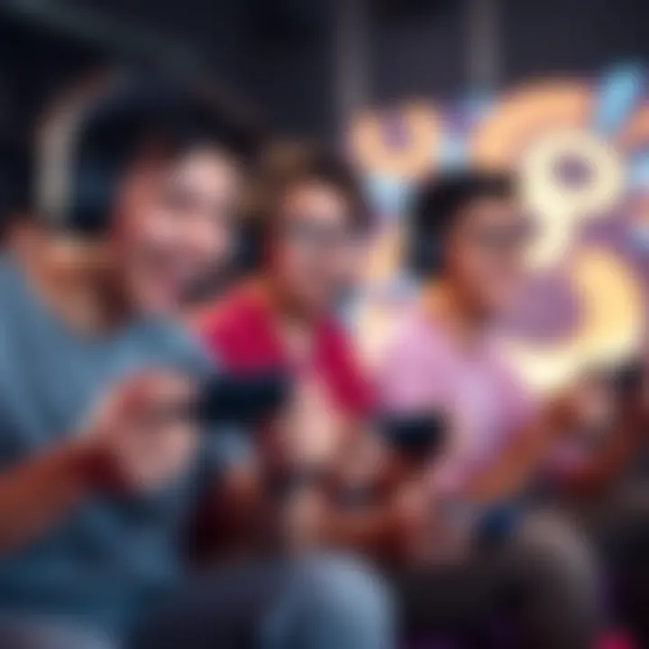 A young group of three gamers enjoying a casual gaming session with controllers in hand and focused expressions.