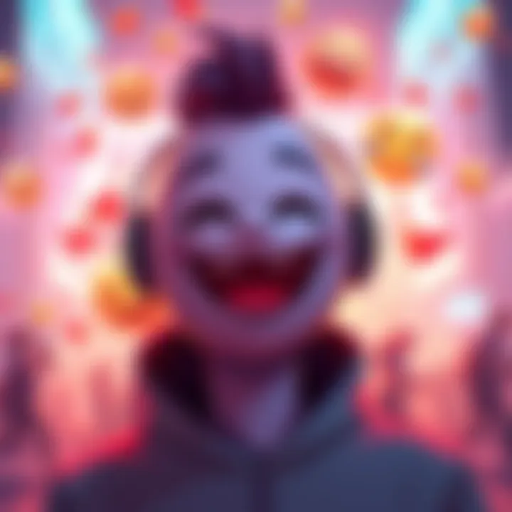 A vibrant illustration of a gaming emote affecting player interactions, showcasing a mix of joy and toxicity.