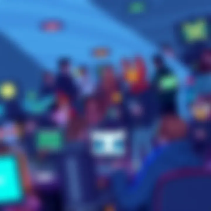 A vibrant illustration showcasing fans of niche games like Kind Letters and Owlboy engaging in discussions and creating fanart on their forums.