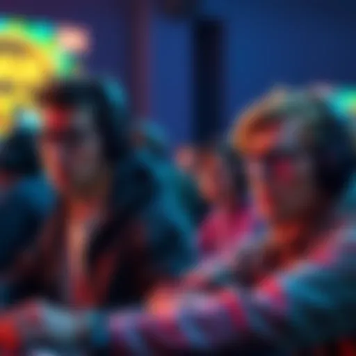 A group of gamers discussing haptic feedback concerns in a forum setting, with one person looking thoughtful and another appearing frustrated, highlighting online feedback culture.