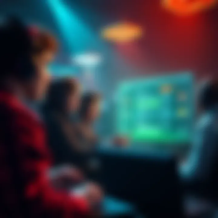 A group of gamers discussing content quality in a digital forum, with a visual representation of low-quality posts being filtered out