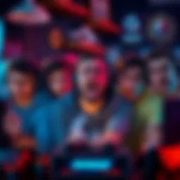 Gaming frustration A group of gamers expressing their frustrations, with one player shouting while others look annoyed, surrounded by gaming paraphernalia.