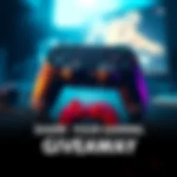 A graphic showing a giveaway announcement for a Guntouchables game key. It features a gaming controller and text inviting participants to share their gaming frustrations.