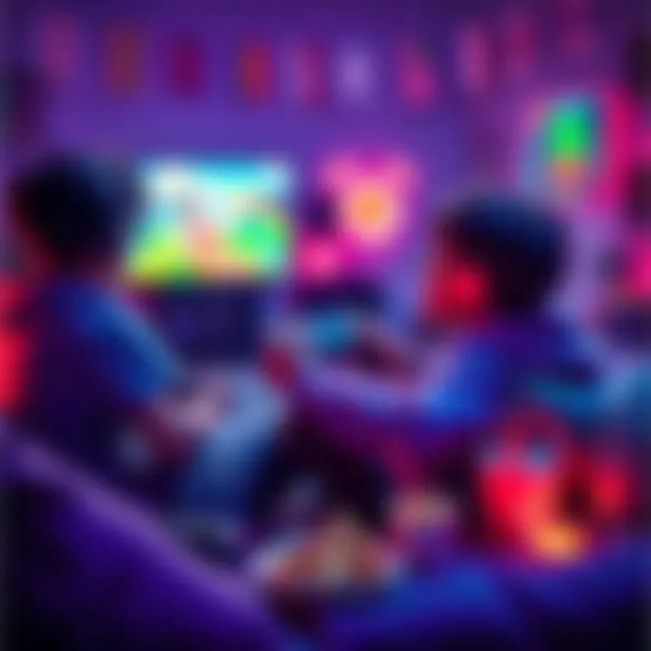 Gaming Fun A player enjoying a colorful video game on a console, with snacks nearby and a cozy atmosphere.