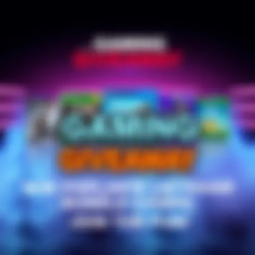 Graphic showing popular game titles available in a giveaway with text inviting comments for participation