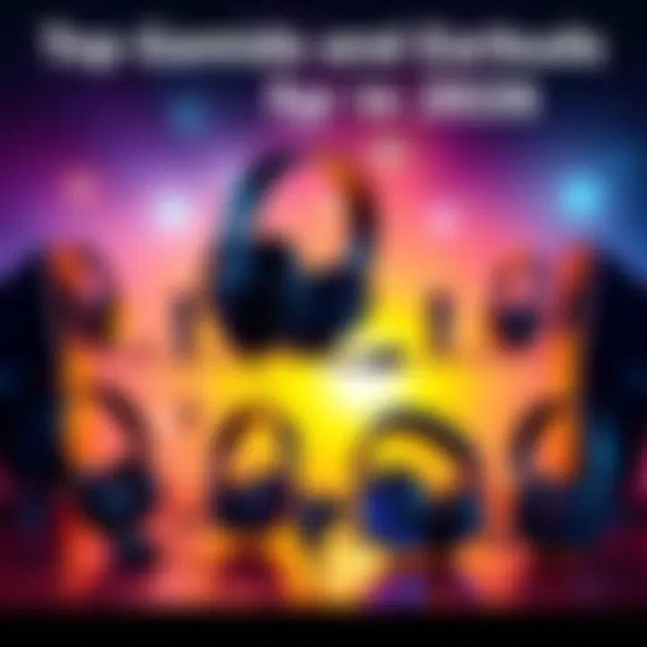 Top Gaming Headsets and Earbuds Various gaming headsets and earbuds displayed, showcasing their design and features for enhanced audio experience