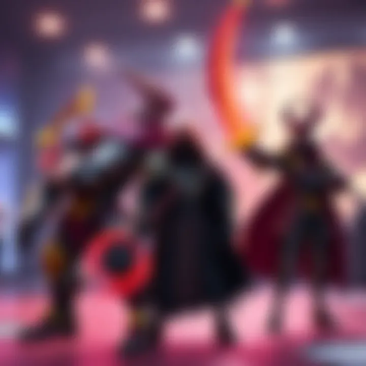 Gaming Heroes from the Past Older gaming heroes like Reinhardt, Reaper, and Lucio stand together, showcasing their unique designs and personalities, appealing to fans in a modern setting.