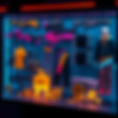A player's gaming collection showcasing various gun skins, emotes, outfits, and lucky coins on a digital display.