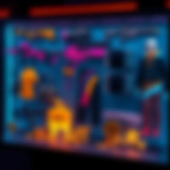 A player's gaming collection showcasing various gun skins, emotes, outfits, and lucky coins on a digital display.