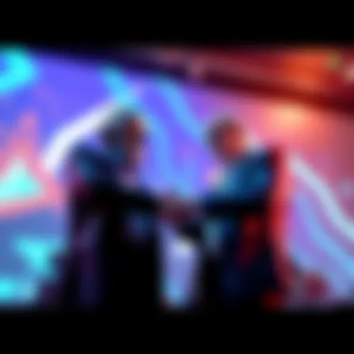 Two gaming industry leaders shaking hands over investment plans