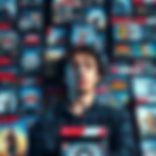 A graphic showing a person surrounded by video game boxes representing indie and major titles, looking concerned about job loss in the gaming industry.