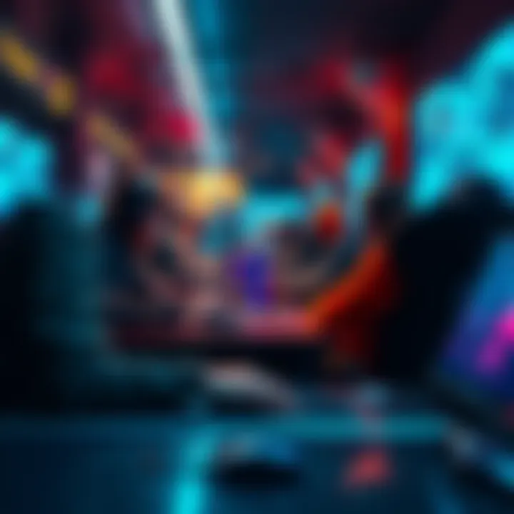 Players are engaged in a competitive gaming lobby, showcasing their characters and strategies in a multiplayer match.