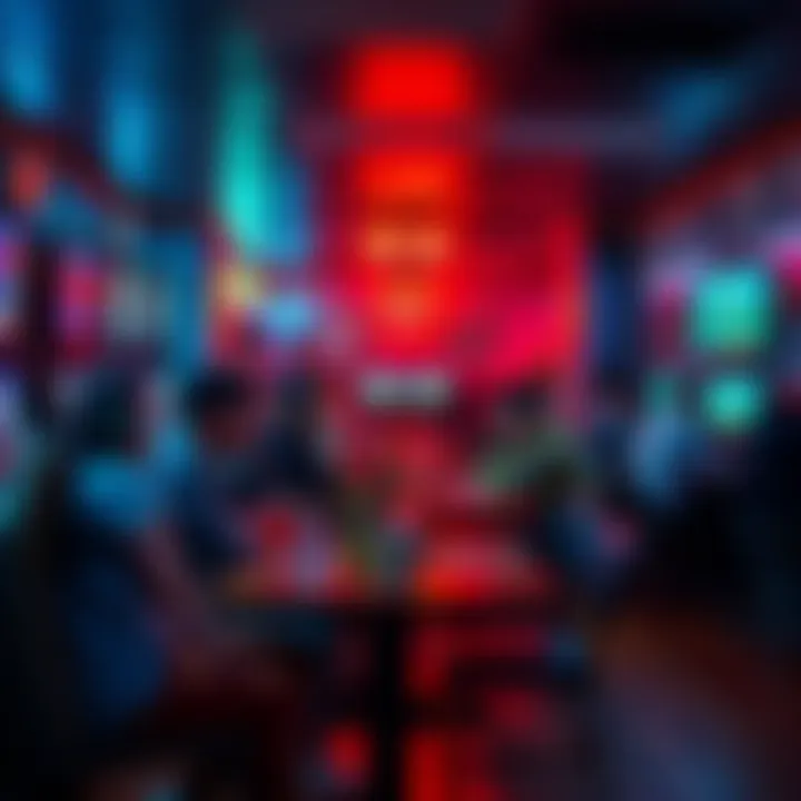 Sound Effect Disruption in Gaming Lounge A gaming lounge dining area with people covering their ears due to an annoying CRT television sound effect.