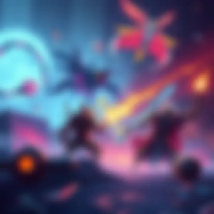 Illustration showing gaming mechanics like xin, zen, and cronus with visual elements representing them in action.