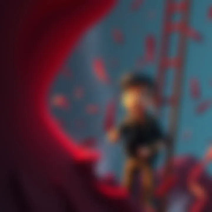 A gamer character stuck out of bounds next to a non-existent ladder, looking confused and surprised.