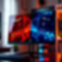 A side-by-side comparison of a 1080p and a 1440p gaming monitor showcasing visual differences in graphics quality