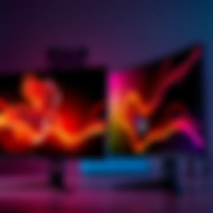 Gaming Monitors Comparison A side-by-side view of the Gigabyte MO34WQC2 and ASRock PGO27QFS OLED monitors showcasing their sleek designs and gaming features