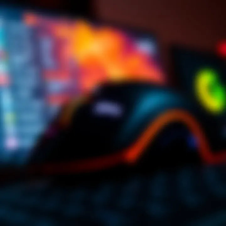 Gaming Mouse with DPI Settings A close-up view of a gaming mouse displaying DPI settings on a computer screen, highlighting the difference between high and low sensitivity.