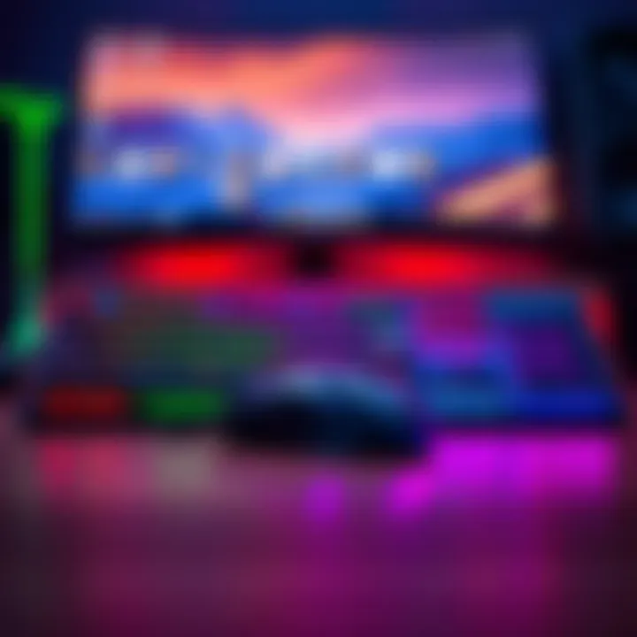 A high-performance gaming mouse and keyboard displayed on a desk with RGB lighting, showcasing their sleek design and functionality for gamers.