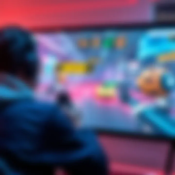 A gamer using movement and baiting tactics on screen with vivid colors and action gameplay.