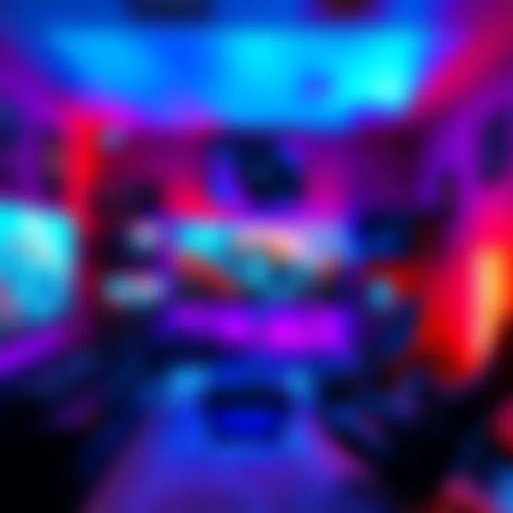 An advanced PS4 gaming setup with custom lighting and accessories