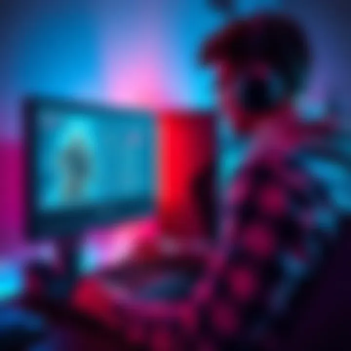 A gamer adjusting settings on a low-end PC while playing Returnal, showcasing the game's graphics options on screen.