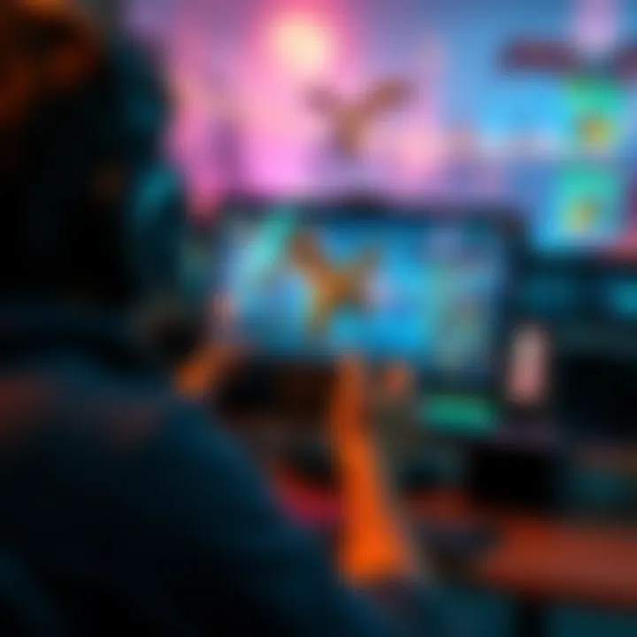 Gaming on Steam Deck A person playing Monster Hunter on a Steam Deck, showing vibrant graphics and action-packed gameplay