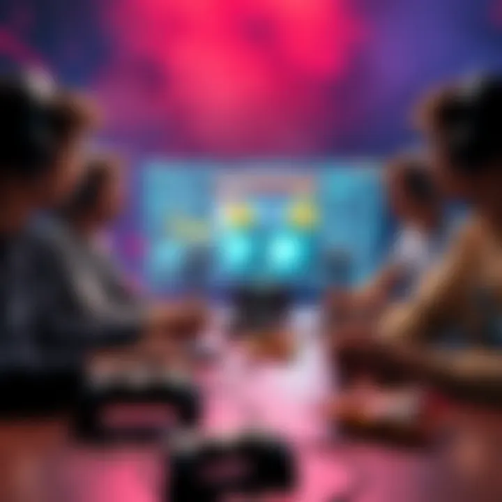 A group of gamers sharing their unpopular opinions about gaming studios over a table filled with game controllers and snacks