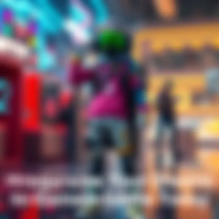 Exciting in-game outfit A colorful character dressed in a stylish outfit from the game, showcasing various accessories and gear, standing confidently in a digital environment