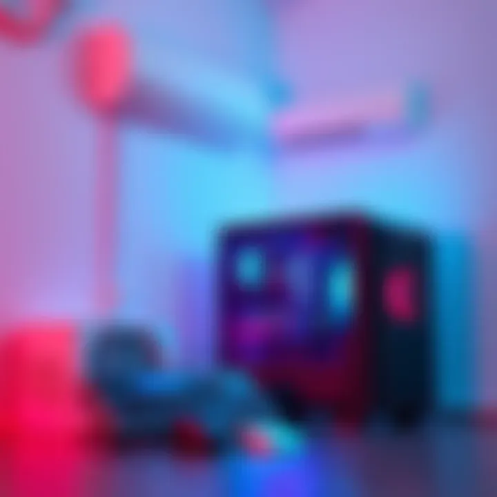 Gaming PC with Air Conditioner A gaming PC setup next to an air conditioning unit, illustrating cooling during a heatwave.