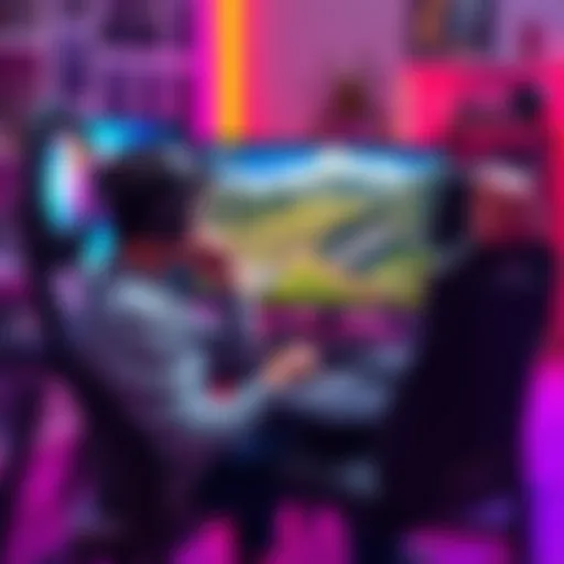 A gamer sits at a desk with a high-end gaming PC, visibly frustrated by low-quality graphics on screen despite ultra settings.