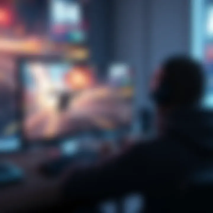 A gamer playing a fast-paced action game on a computer, showcasing smooth graphics and responsive controls at 40 frames per second.