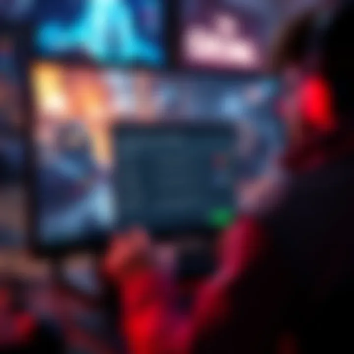 Gaming Performance Settings A gamer adjusting settings on a computer screen showing low-medium graphics options with path tracing in a game.