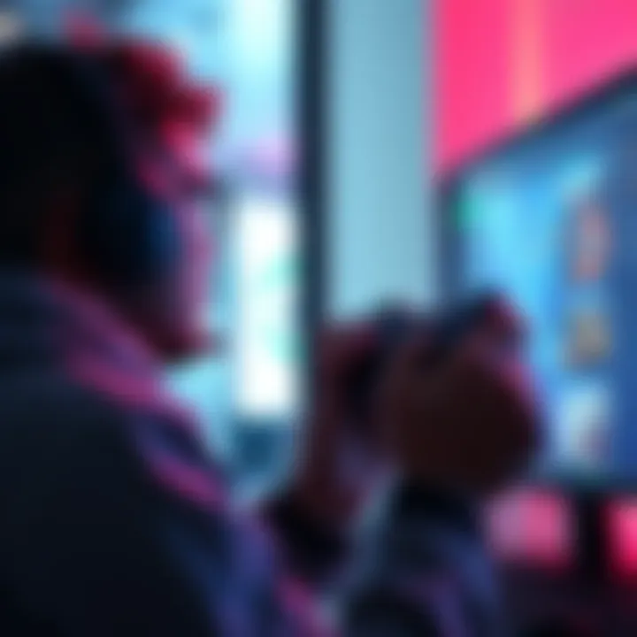 A gamer eagerly checking for updates on their screen, representing excitement for the latest DLSS technology