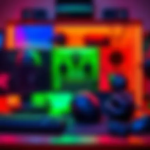 A display of various gaming peripherals from Razer, Logitech, HyperX, Corsair, and SteelSeries arranged together