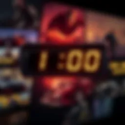 A digital clock counting down to the release of a new video game with images of action-packed scenes from Control Resonant and GTA VI in the background.