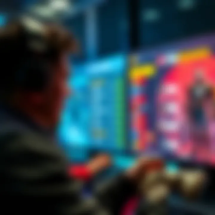 A close-up view of a gamer playing Man of Medan and The Quarry, with game rankings displayed on a screen.