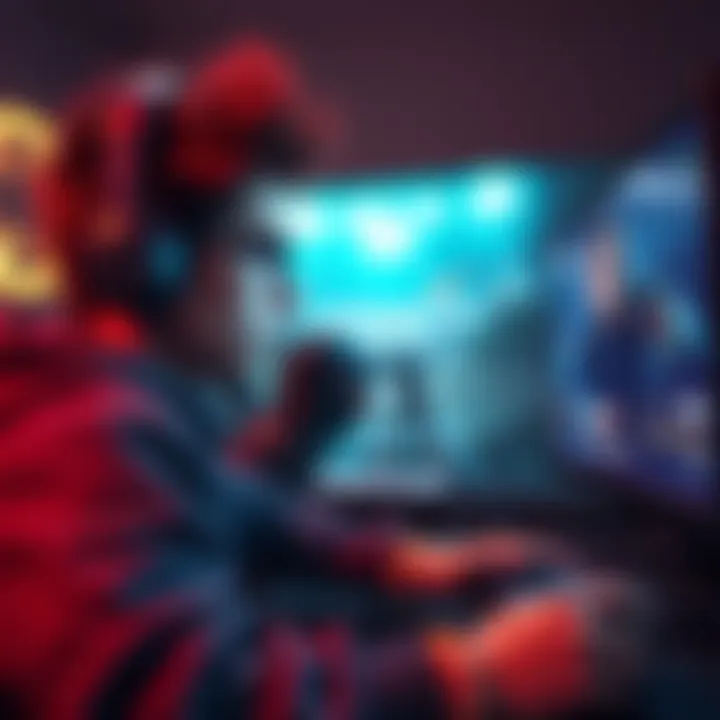 A gamer looks frustrated while playing a video game with ray-tracing features, showing low frame rates on the screen.