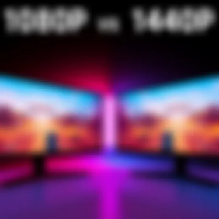 Side-by-side comparison of 1080p and 1440p displays showing gaming scenes