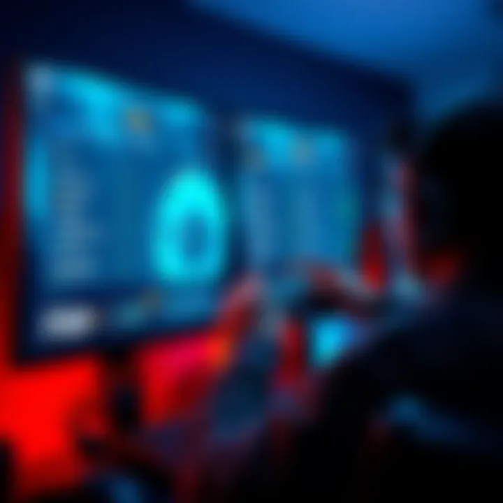 A gamer adjusting FSR and anti-aliasing settings on a computer