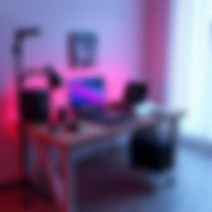 A small gaming setup including a laptop and gaming accessories on a 13-inch table, showcasing its practicality for gaming.